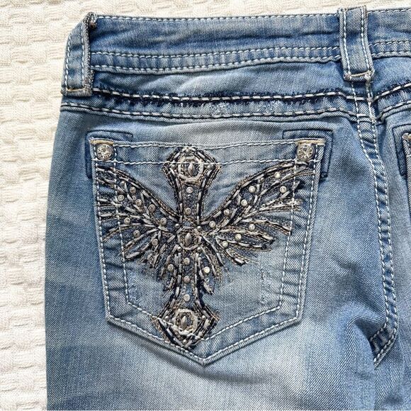 Miss Me Womens Size 29 Signature Rise Boot Cut Jeans Embellished Back Pockets - Picture 13 of 14